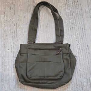 Green Canvas Shoulder Bag Purse Utility Style Tote